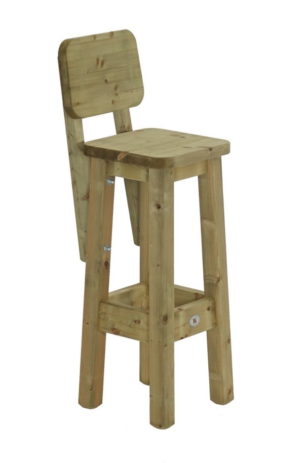 Barkruk met rugleuning, totale hoogte 123cm