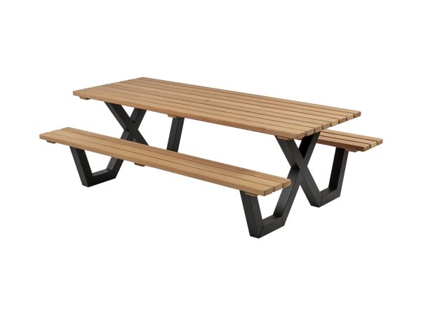 Picknicktafel hardhout, metalen frame, 230x160cm
